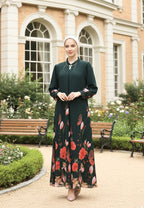 Elenora Muslim Long Dress Printed Chiffon | Green