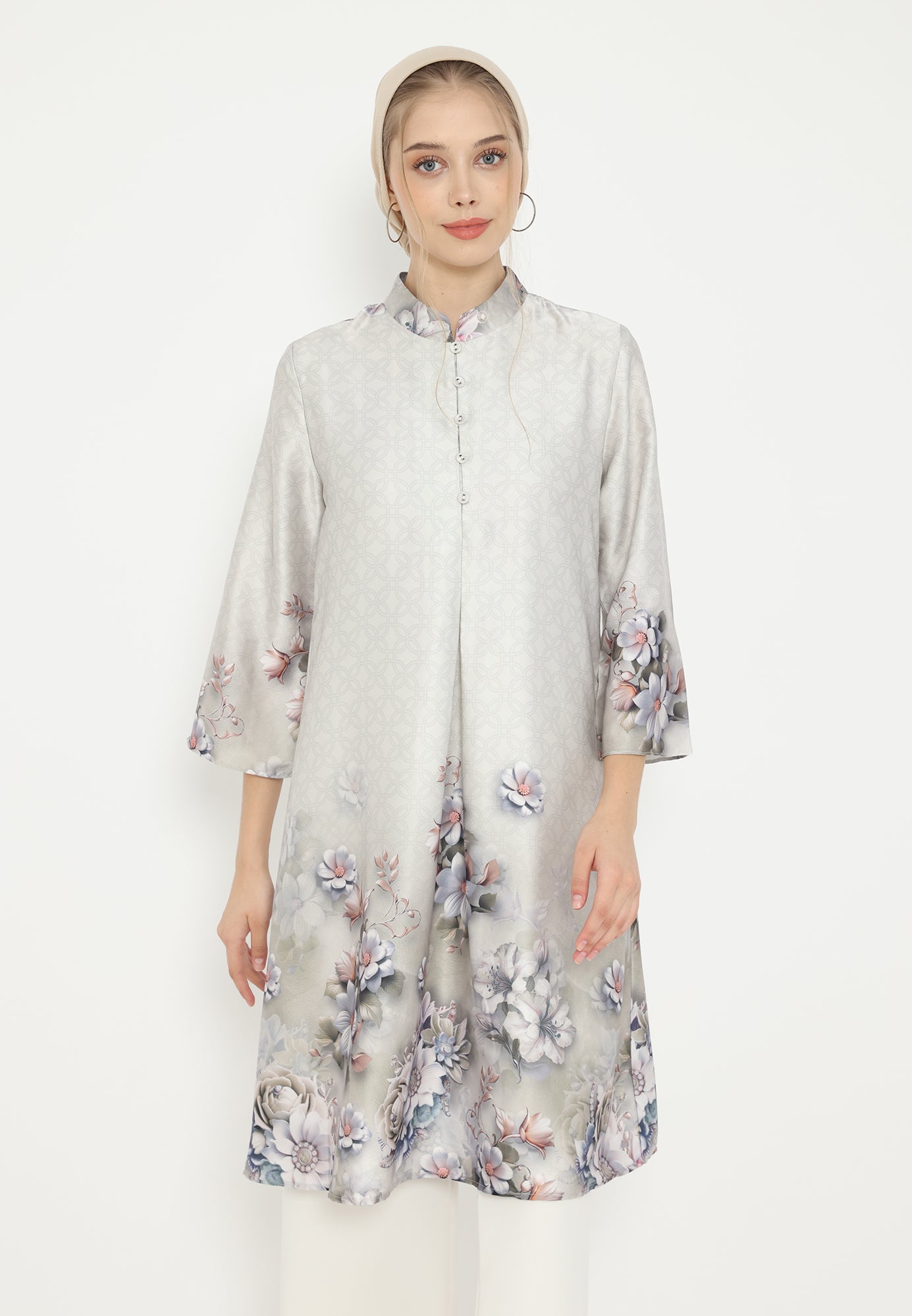 Rosaline Tunic Armany Floral Silk | Green