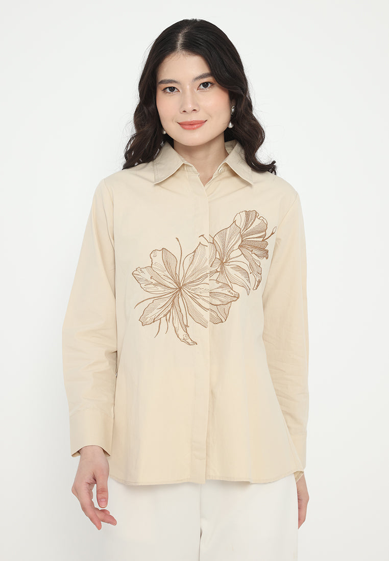 Arletta Shirt With Embroidery | Cream