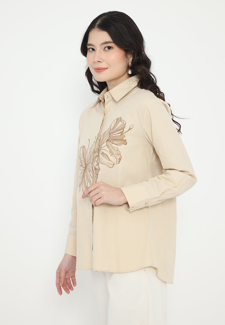 Arletta Shirt With Embroidery | Cream