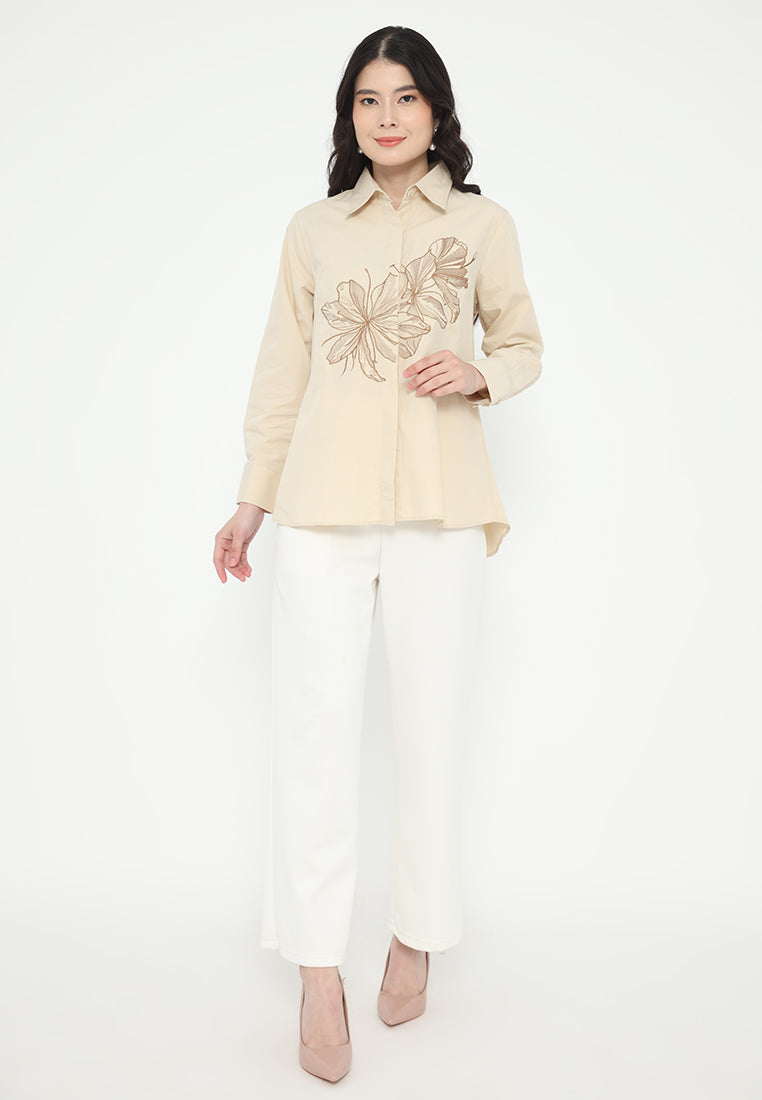 Arletta Shirt With Embroidery | Cream