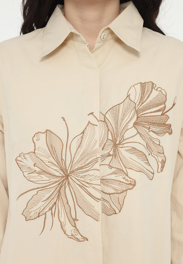 Arletta Shirt With Embroidery | Cream
