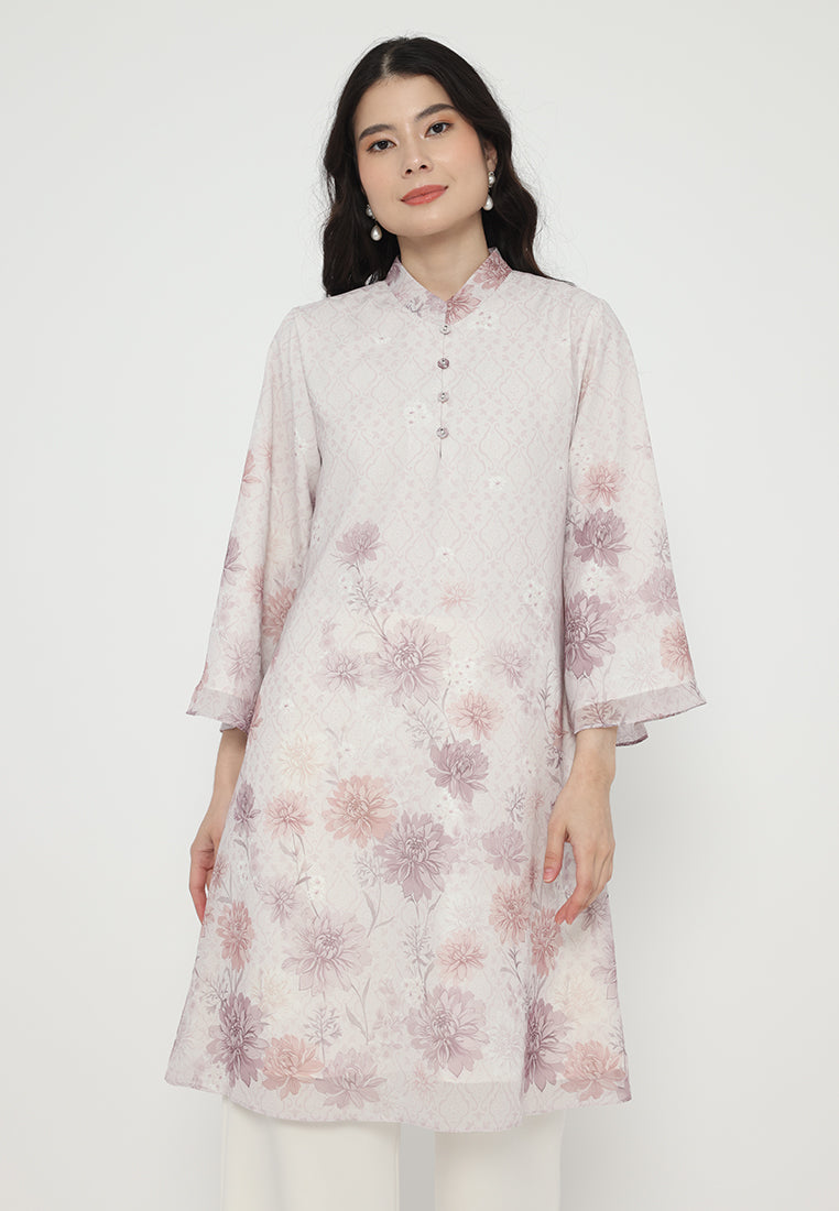 Alviera Tunic Flowy Sifon Printed | Pink