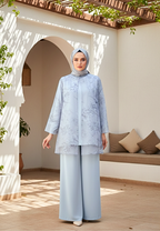 Zalia One Set Muslimah Modern Organza Motif Bunga Premium | Blue