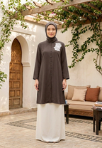 Amora Tunic With Floral Detail | Dark Brown