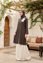 Amora Tunic With Floral Detail | Dark Brown