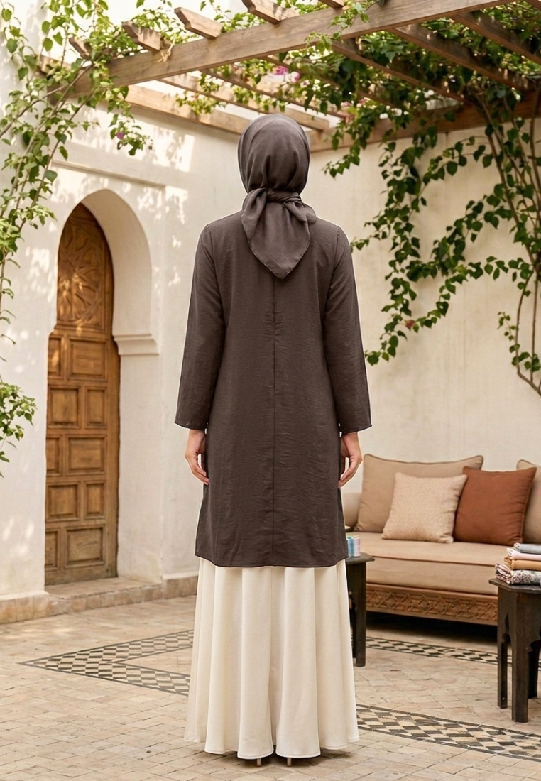 Amora Tunic With Floral Detail | Dark Brown
