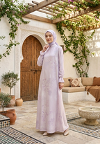 Elenora Muslim Long Dress with Scrunchie Sleeve | Pink