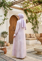 Elenora Muslim Long Dress with Scrunchie Sleeve | Pink
