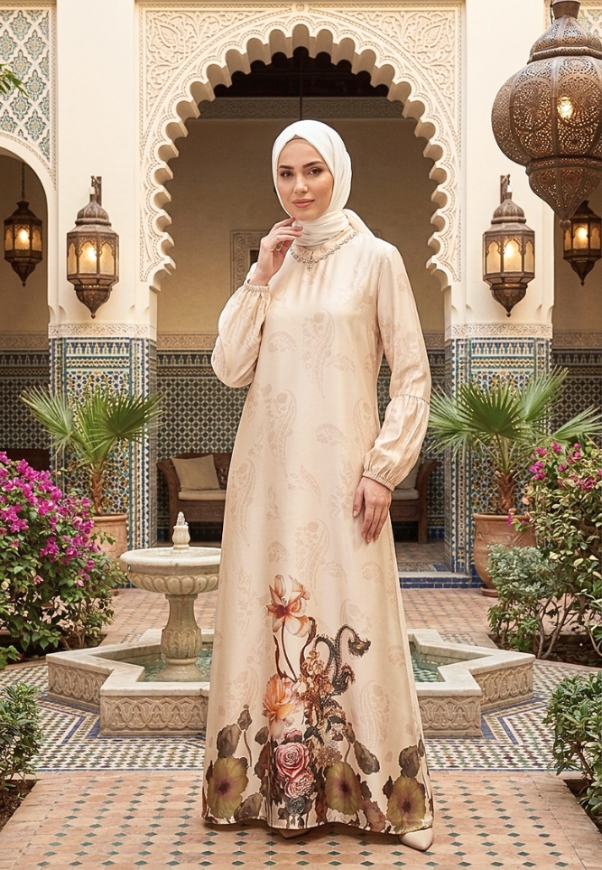 Melanie Muslim Long Dress | Cream