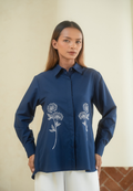 Lunela Shirt With Floral Embroidery Navy By Brilliant Girl