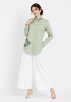 Olive Soft Sage Embroidered Shirt By Brilliant Girl