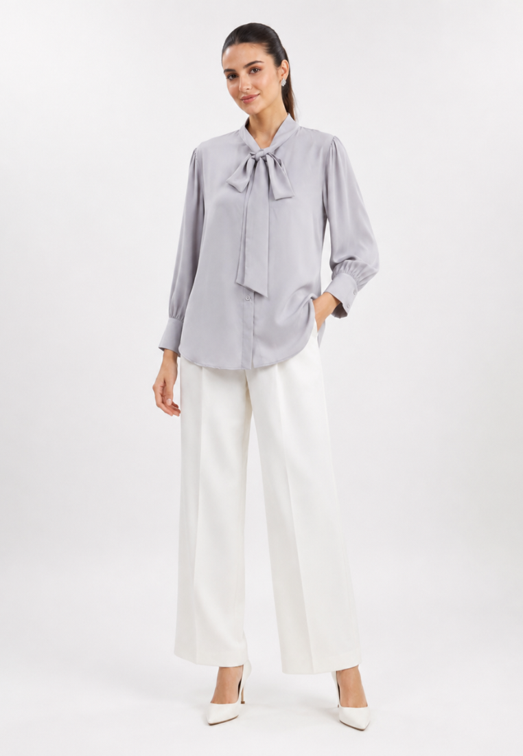 Celesta Blouse With Long Sleeve |Grey|Cream|Pink|Brown