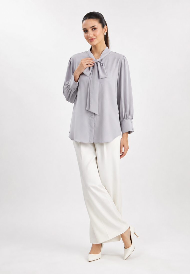 Celesta Blouse With Long Sleeve |Grey|Cream|Pink|Brown