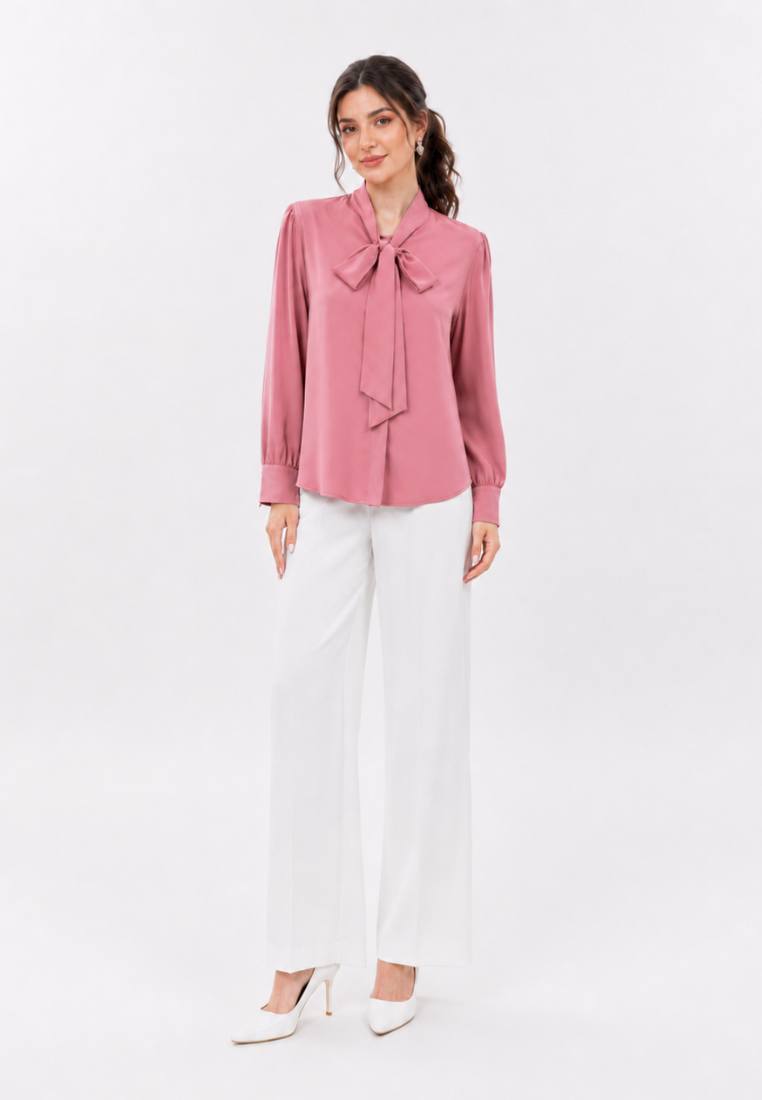 Celesta Blouse With Long Sleeve |Grey|Cream|Pink|Brown