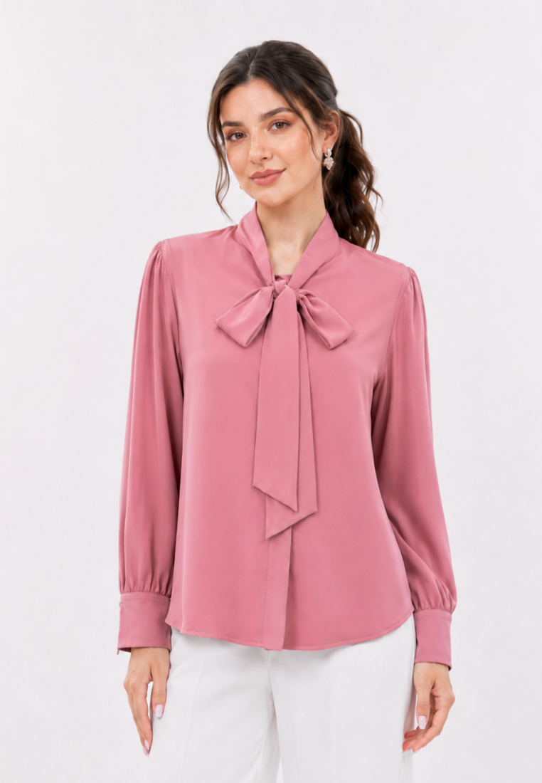 Celesta Blouse With Long Sleeve |Grey|Cream|Pink|Brown