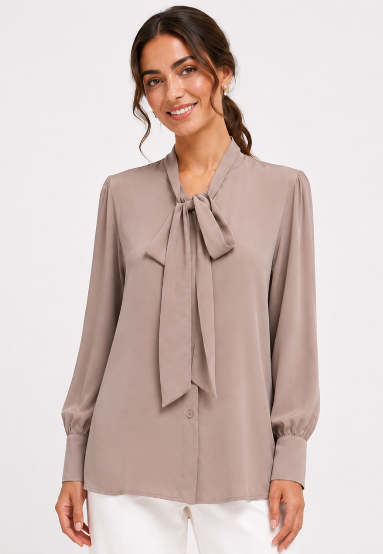 Celesta Blouse With Long Sleeve |Grey|Cream|Pink|Brown