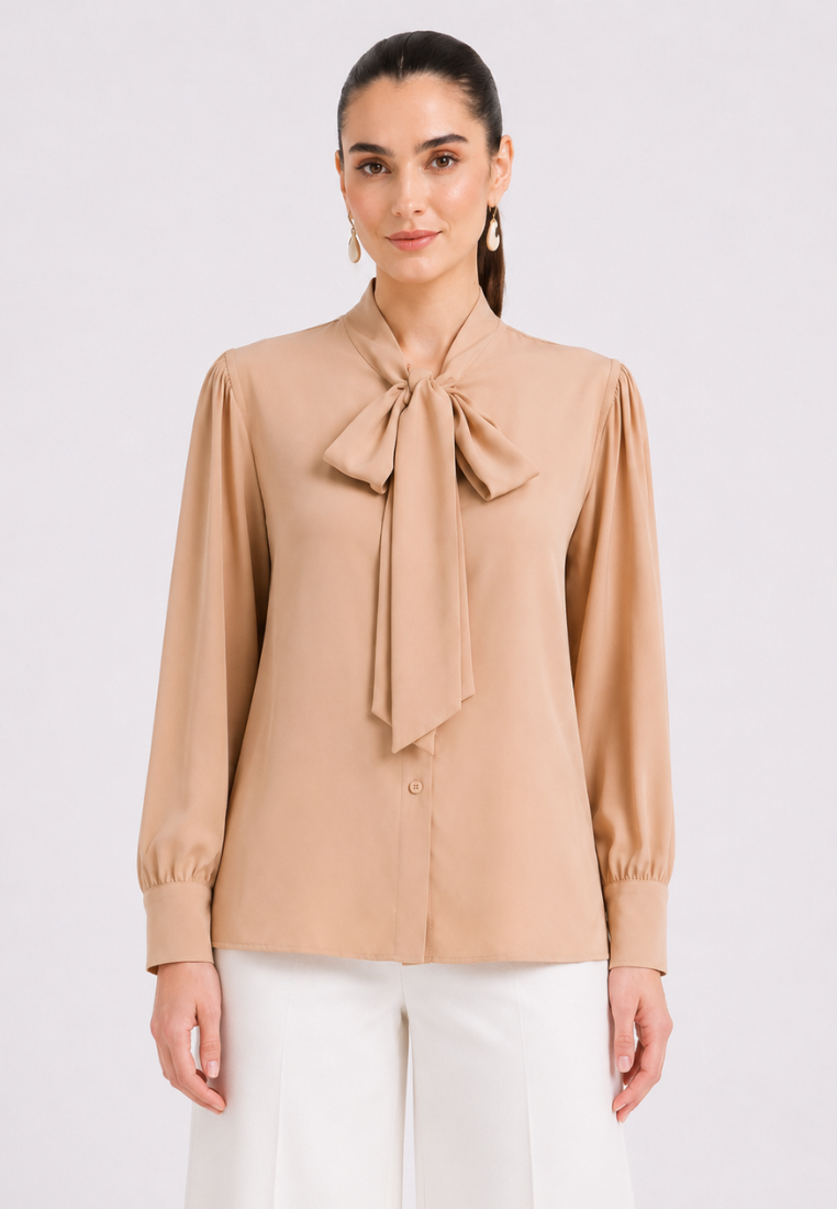 Celesta Blouse With Long Sleeve |Grey|Cream|Pink|Brown