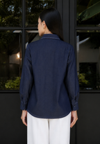 Daphne Pocket Denim Shirt | Navy