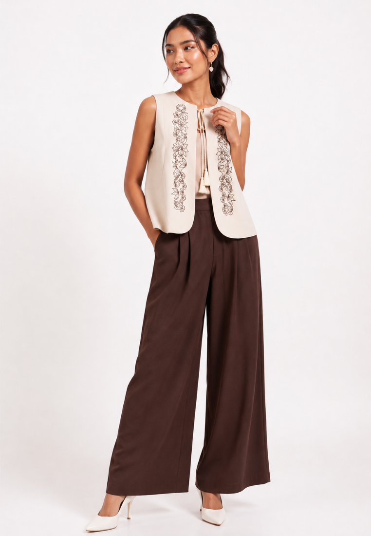 Serena Embroidery Vest | Ivory