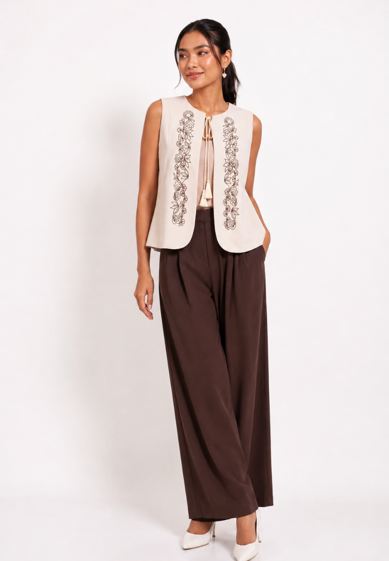 Serena Embroidery Vest | Ivory