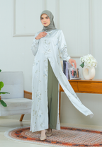 Sunny Floral Printing Muslim Long Dress | Green