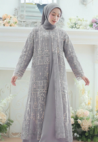 Moenet Flower with Pearl Detail Muslin Long Dress | Purple