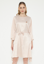 Lilies Satin Midi Dress | Cream