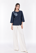 Rosellea Blouse With Floral Detail | Navy