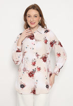 Karen Red Foral Long Sleeve Shirt | Cream
