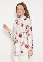 Karen Red Foral Long Sleeve Shirt | Cream