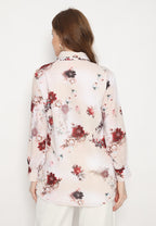 Karen Red Foral Long Sleeve Shirt | Cream