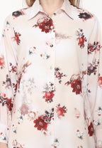 Karen Red Foral Long Sleeve Shirt | Cream