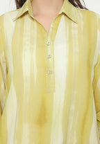Solea Stripe V neck Blouse Chifon | Yellow
