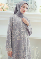 Moenet Flower with Pearl Detail Muslin Long Dress | Purple