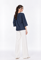 Rosellea Blouse With Floral Detail | Navy