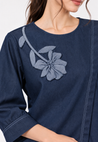 Rosellea Blouse With Floral Detail | Navy