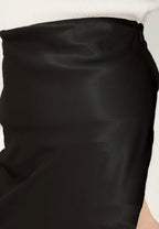 Solis Satin Long Skirt | Black