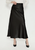 Solis Satin Long Skirt | Black
