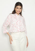 Poshy Red Polkadot Tops | White