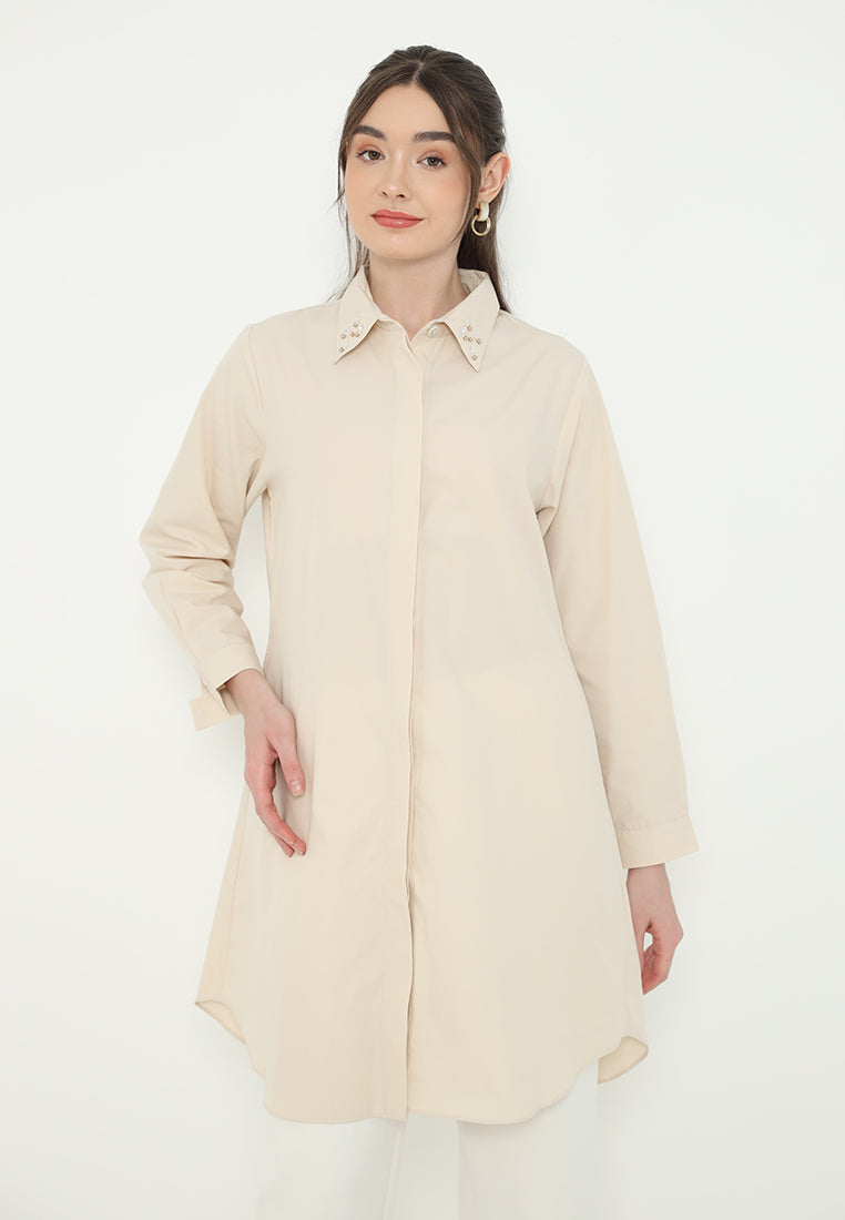 Elmira Shirt Cotton With Sequin Detail | Cream