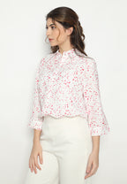 Poshy Red Polkadot Tops | White