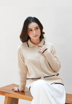 Orlina Knit Cardigan | Black And Cream