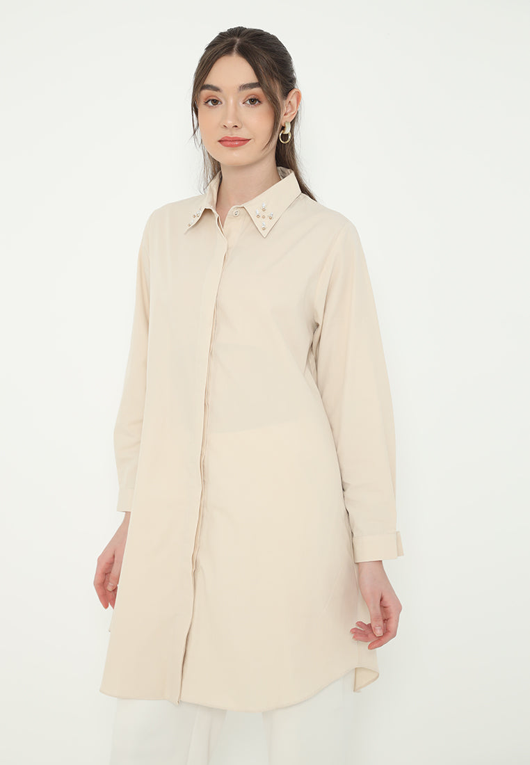 Elmira Shirt Cotton With Sequin Detail | Cream
