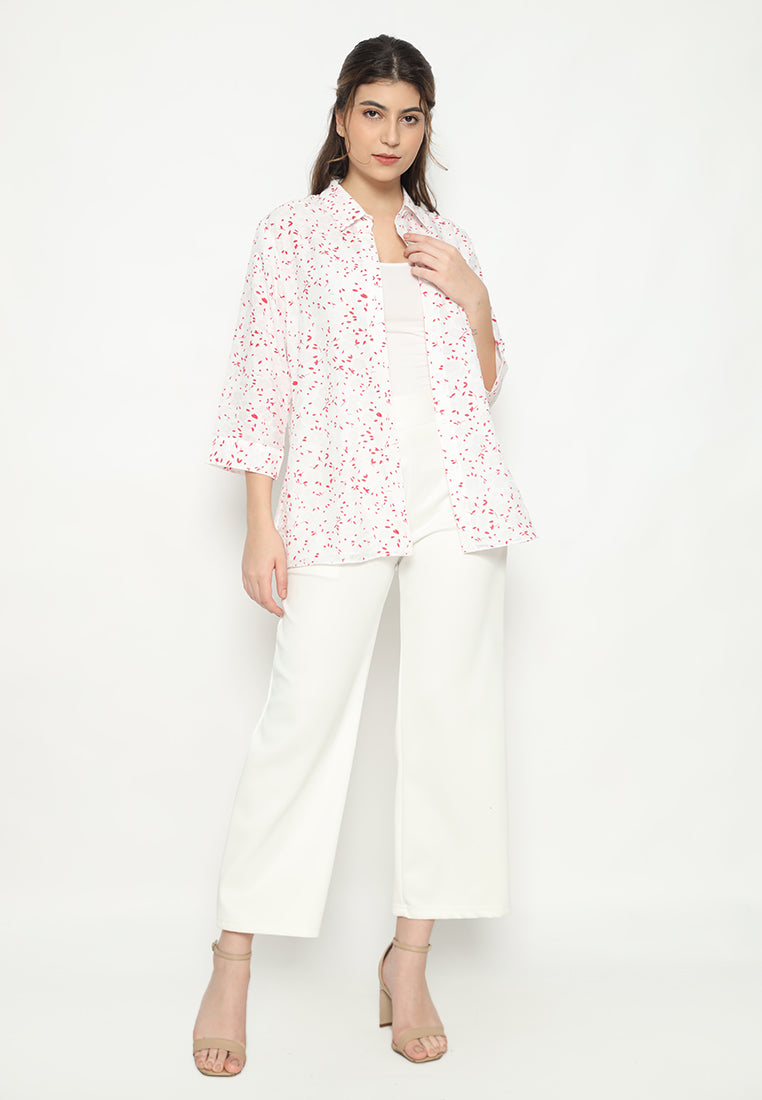 Poshy Red Polkadot Tops | White