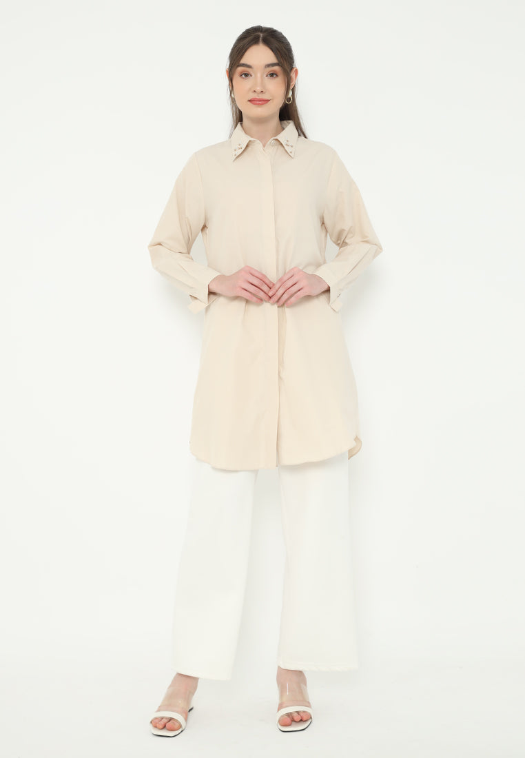 Elmira Shirt Cotton With Sequin Detail | Cream