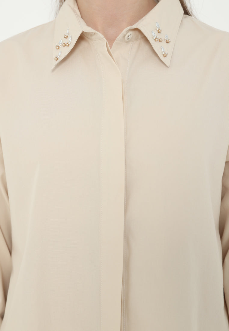 Elmira Shirt Cotton With Sequin Detail | Cream