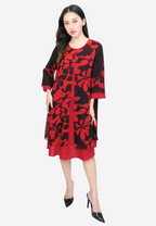 Killiane Floral Abstract Midi Dress | Black