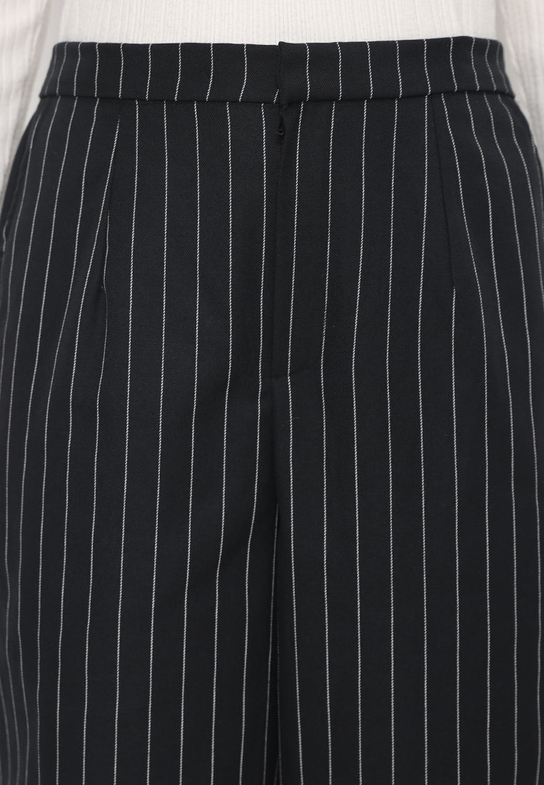 Amalia Stripes Long Pants | Black