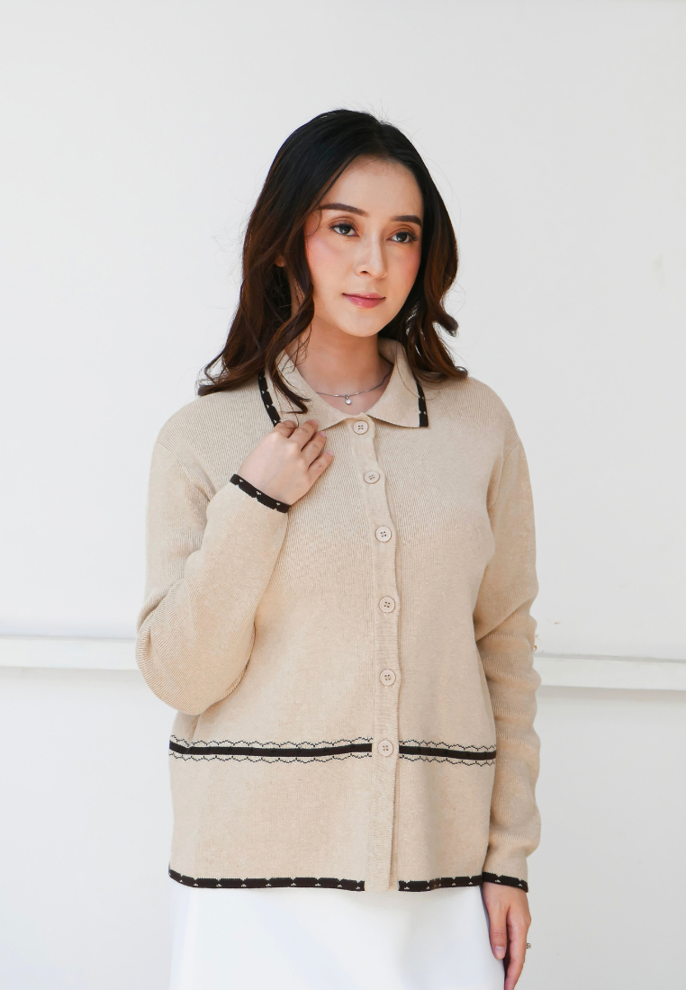 Orlina Knit Cardigan | Black And Cream